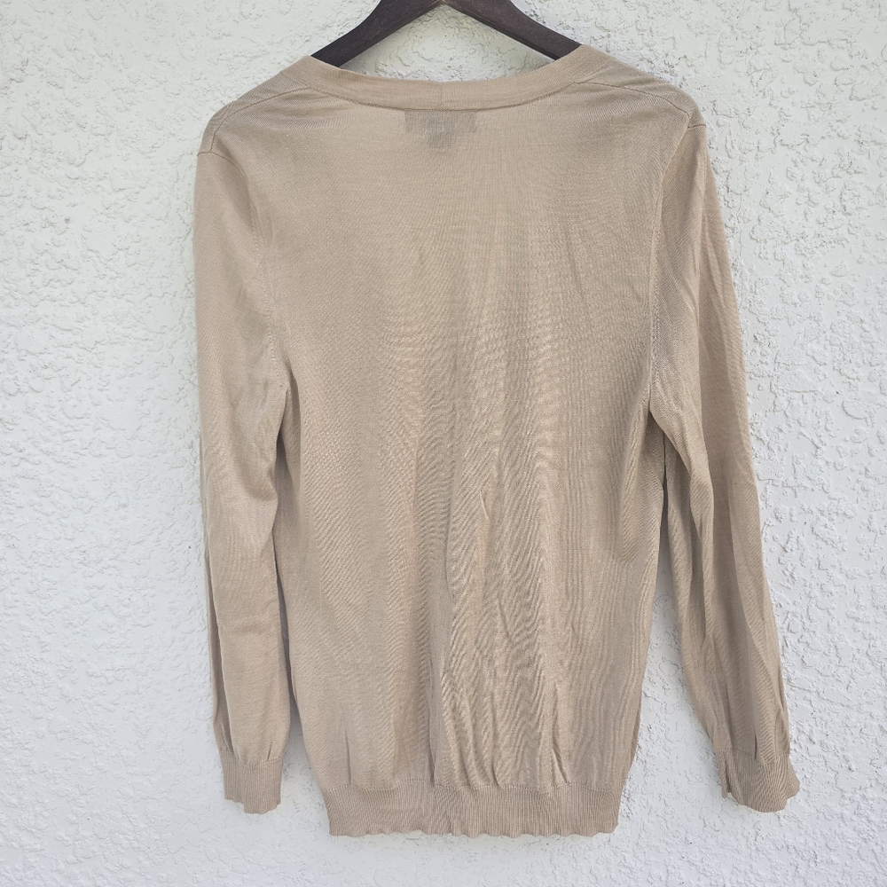 St. John Beige Lightweight Button Front Cardigan … - image 3
